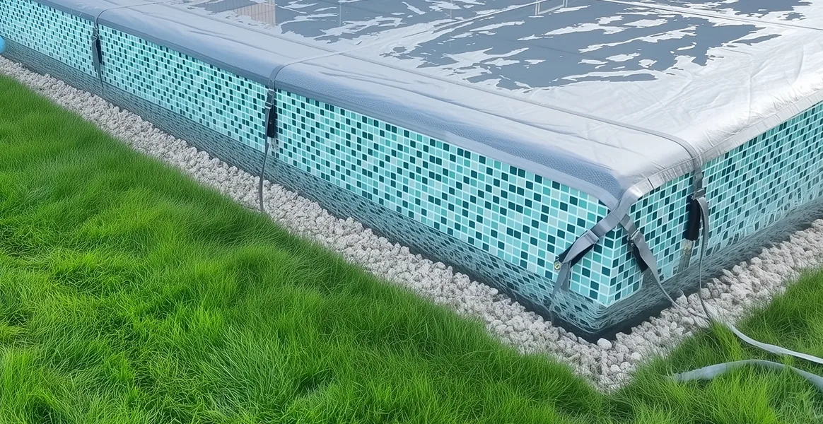 Покрывало для бассейна под снегом — защита зимой в Твери